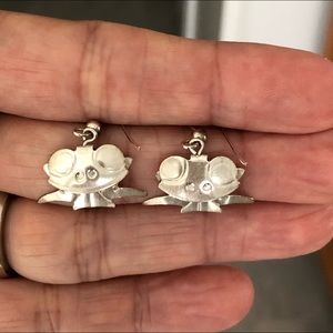 Silver Frog Earrings